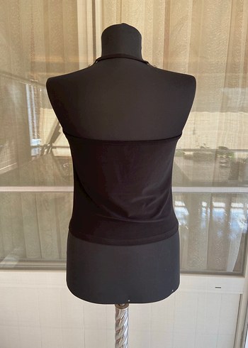 American Vintage Drapeli Siyah Kolsuz Mini Bluz