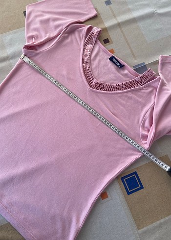40 Beden pembe Renk Pembe V Yakalı Triko Bluz