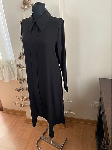 40 Beden Siyah Uzun Tunik Elbise