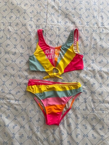 9 Yaş Beden Koton Renkli Çocuk Bikini Takımı