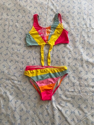 9 Yaş Beden çeşitli Renk Koton Renkli Çocuk Bikini Takımı