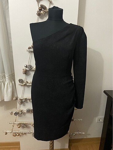 Koton Tek Kol Simli Abiye Elbise - Görsel 6