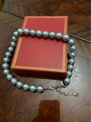 Beden Vintage Gri İnci Kolye
