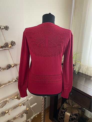 American Vintage Ajurlu Bordo İnce Triko Hırka