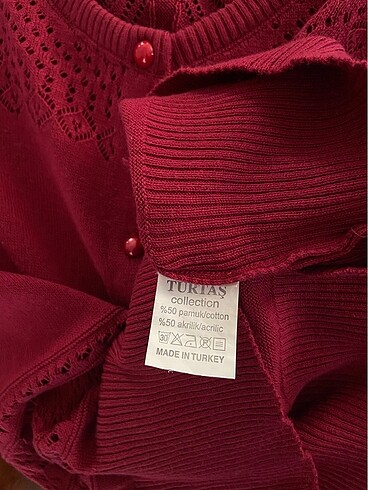 m Beden bordo Renk Ajurlu Bordo İnce Triko Hırka