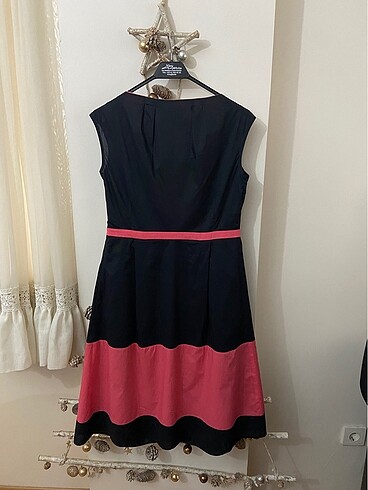 Roman Siyah Pembe Renk Pamuklu Elbise - Görsel 6