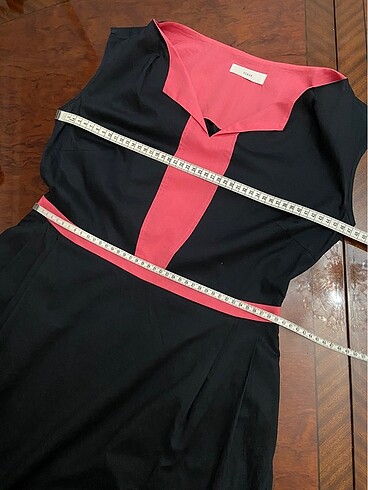 Roman Siyah Pembe Renk Pamuklu Elbise - Görsel 7