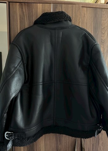 Bershka Siyah Kürklü Deri Biker Ceket