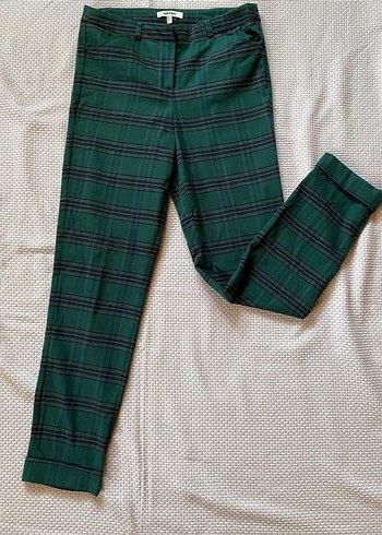 Yeşil Kareli Kumaş Pantolon