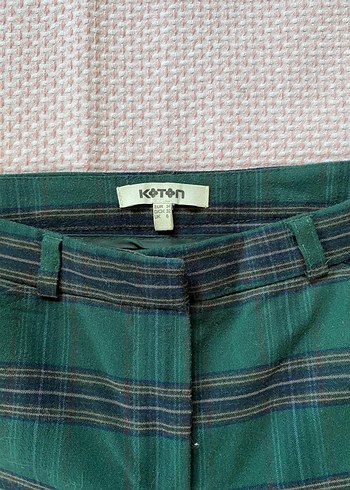 34 Beden Yeşil Kareli Kumaş Pantolon