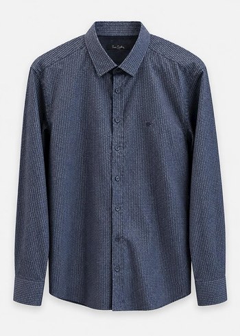 Pierre Cardin Lacivert Mikro Desenli Klasik Gomlek