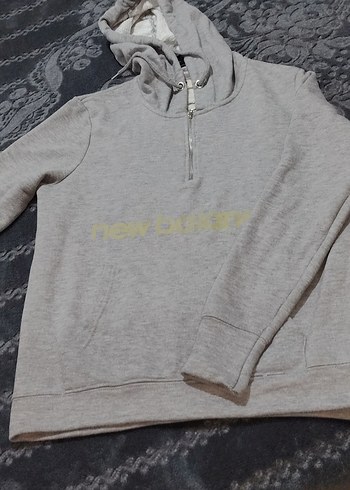 New Balance Gri Melanj Kapusonlu Sweatshirt
