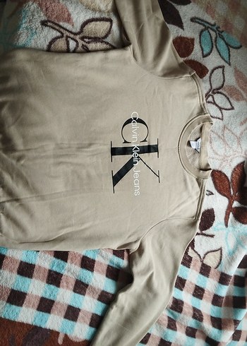 Calvin Klein Bej Bisiklet Yaka Sweatshirt