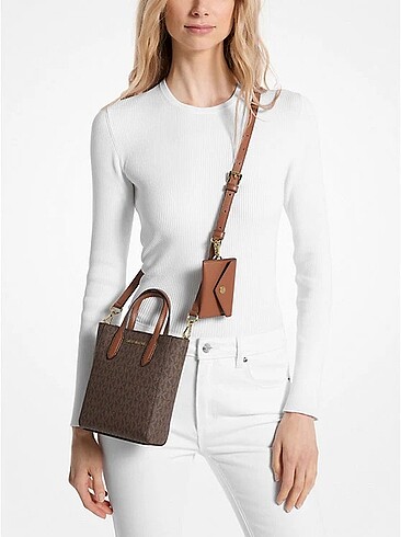Beden kahverengi Renk Michael Kors Vincent Extra-Small Logo Crossbody Bag With Card Ca