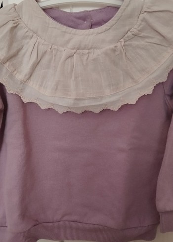 Kız Çocuk Lila Sweatshirt Fırfırlı Yaka - Görsel 2