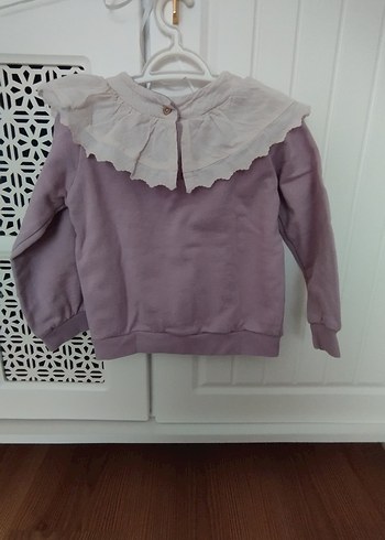Kız Çocuk Lila Sweatshirt Fırfırlı Yaka - Görsel 3