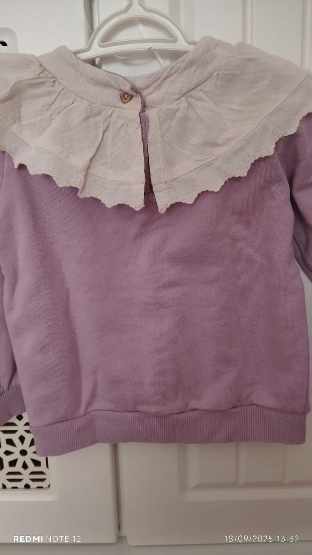 Kız Çocuk Lila Sweatshirt Fırfırlı Yaka - Görsel 4