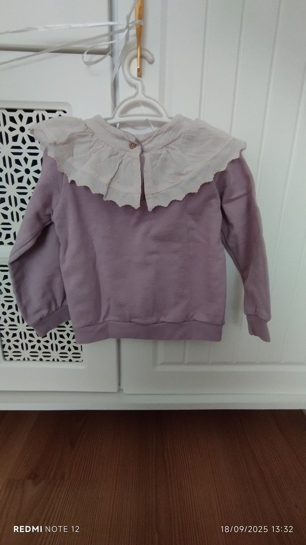 Kız Çocuk Lila Sweatshirt Fırfırlı Yaka - Görsel 3
