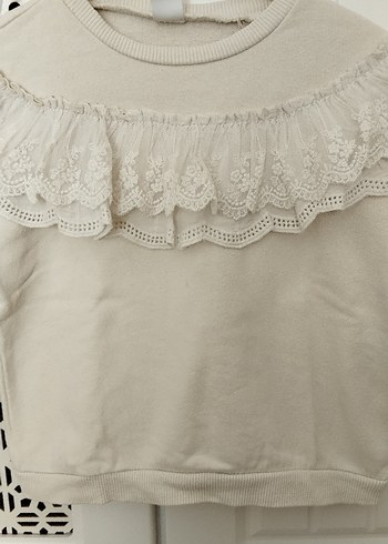 Kız Çocuk Beyaz Fırfırlı sweatshirt - Görsel 2