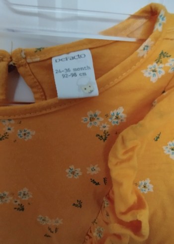 Uzun Kollu Sarı Fırfırlı Kız Elbisesi - Görsel 4