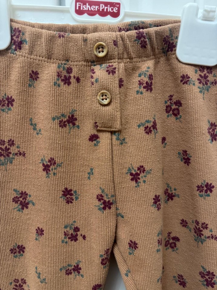 Çiçek Desenli Düğmeli Kız Tayt - Görsel 4