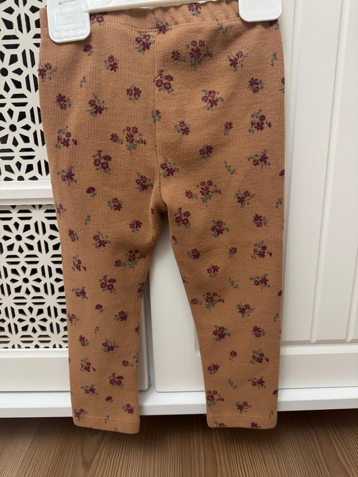 Çiçek Desenli Düğmeli Kız Tayt - Görsel 2