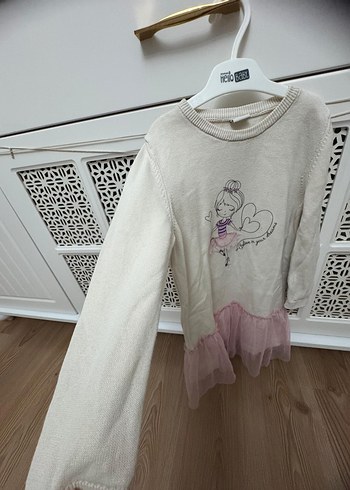 Kız Çocuk Pembe Uzun Kollu Triko Elbise - Görsel 4