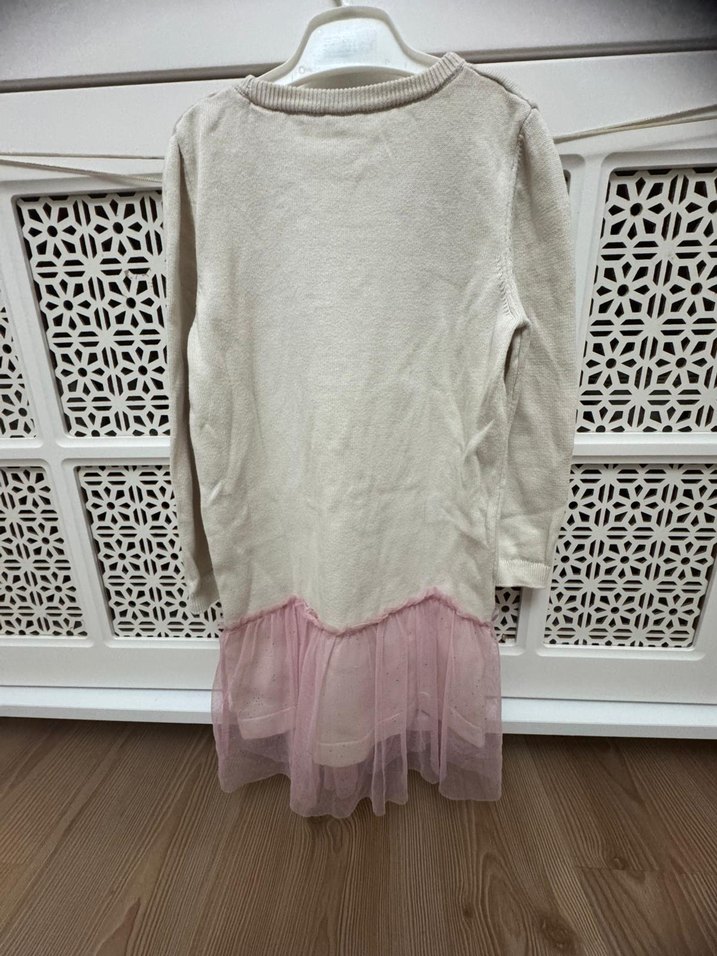 Kız Çocuk Pembe Uzun Kollu Triko Elbise - Görsel 3