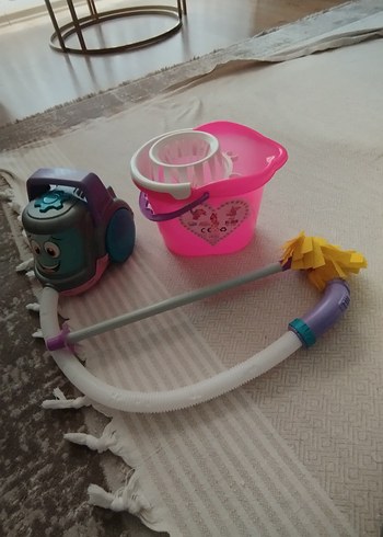 Renkli Pembe Elektrikli Süpürge Oyuncak Seti - Görsel 7