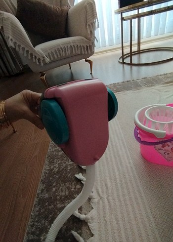 Renkli Pembe Elektrikli Süpürge Oyuncak Seti - Görsel 4