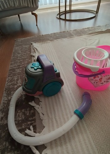 Renkli Pembe Elektrikli Süpürge Oyuncak Seti - Görsel 3