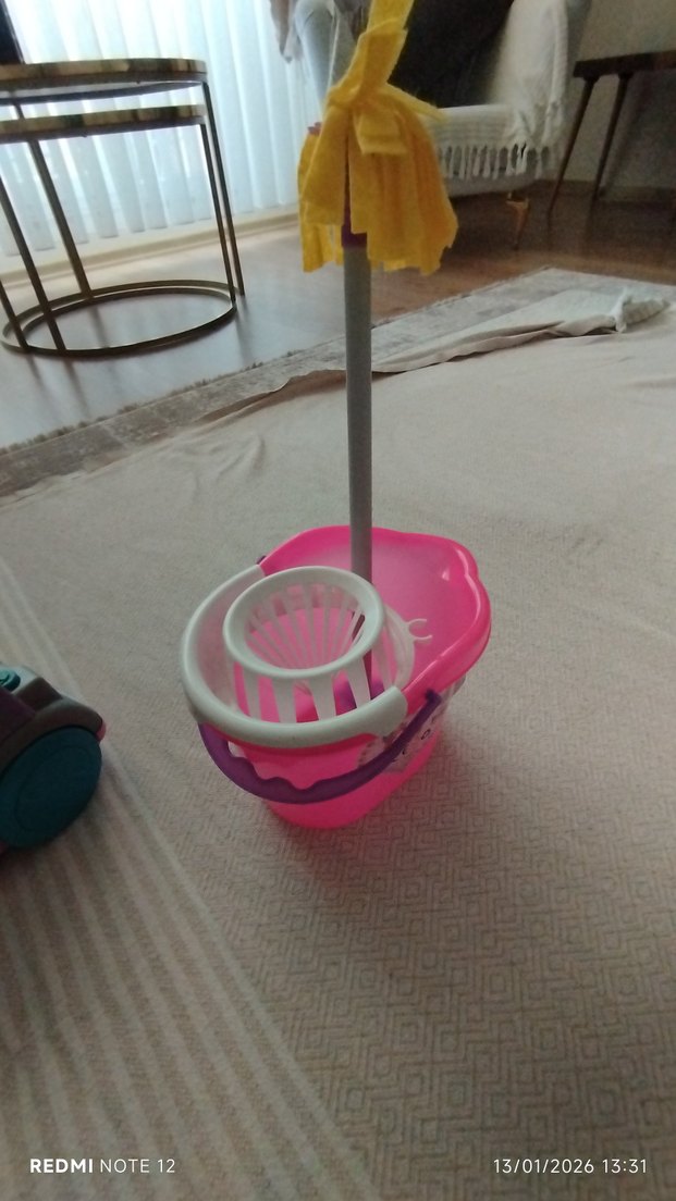 Renkli Pembe Elektrikli Süpürge Oyuncak Seti - Görsel 5