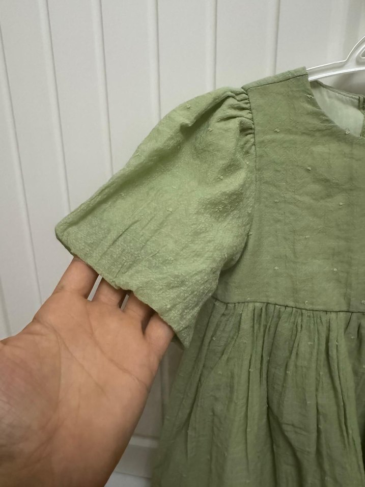 Kız Çocuk Fırfırlı Keten Elbise - Görsel 3