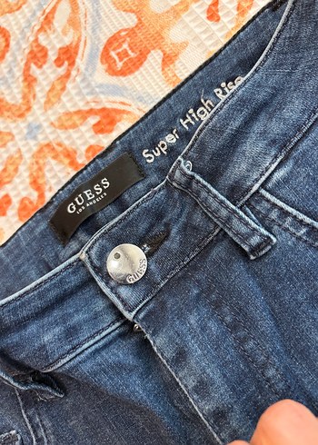 Guess Super Yuksek Bel Mavi Denim Jean