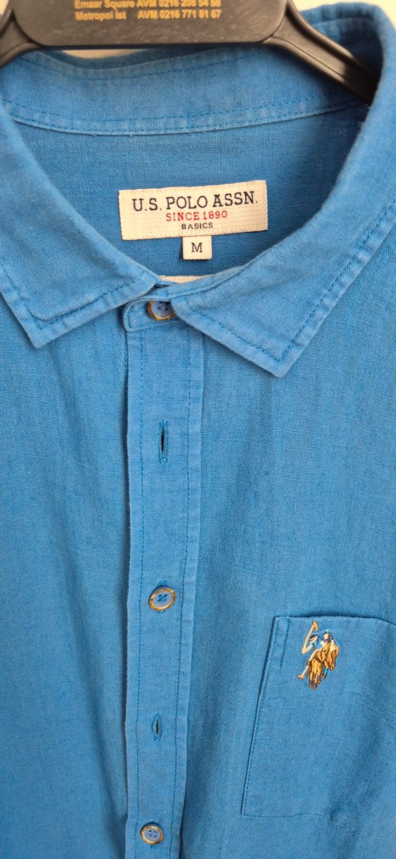 Mavi Keten Erkek Kısa Kollu Gömlek - Görsel 2