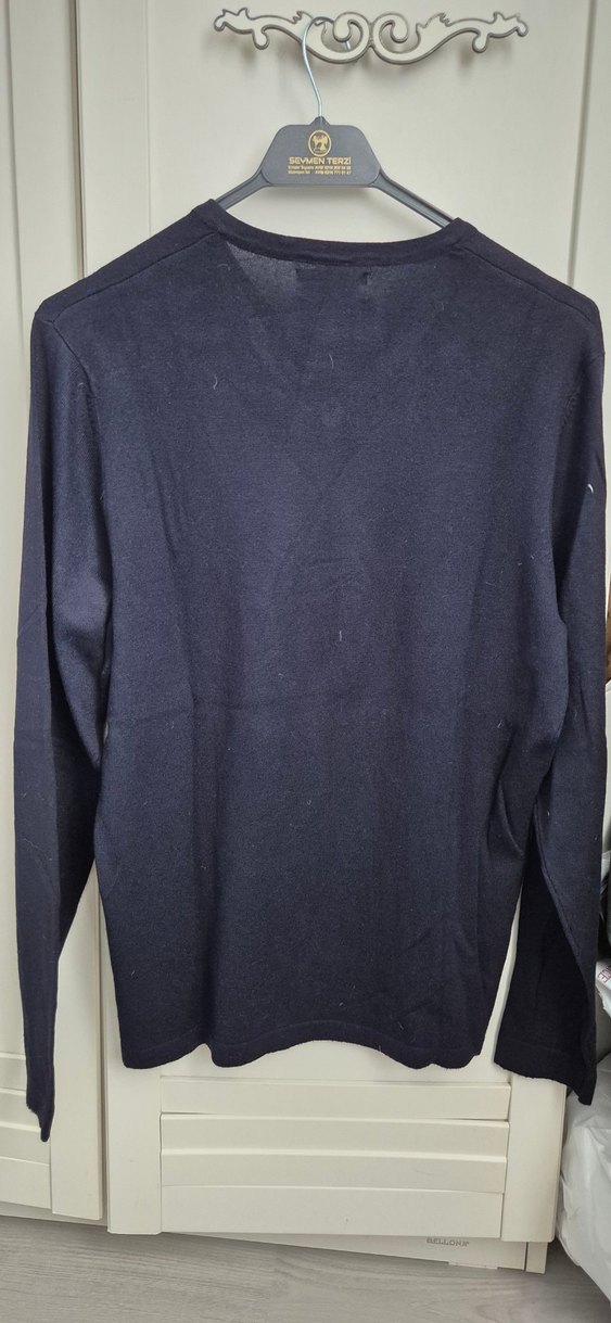 Pamuklu V Yaka Uzun Kollu Gri Erkek Kazak - Görsel 3