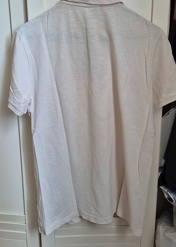 Beyaz Baskılı Pamuklu Erkek Polo Tişört - Görsel 3