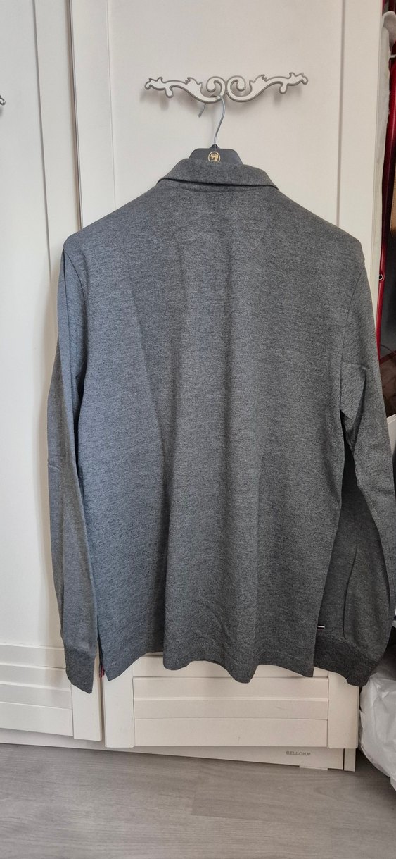 Gri Erkek Uzun Kollu Polo Tişört - Görsel 3