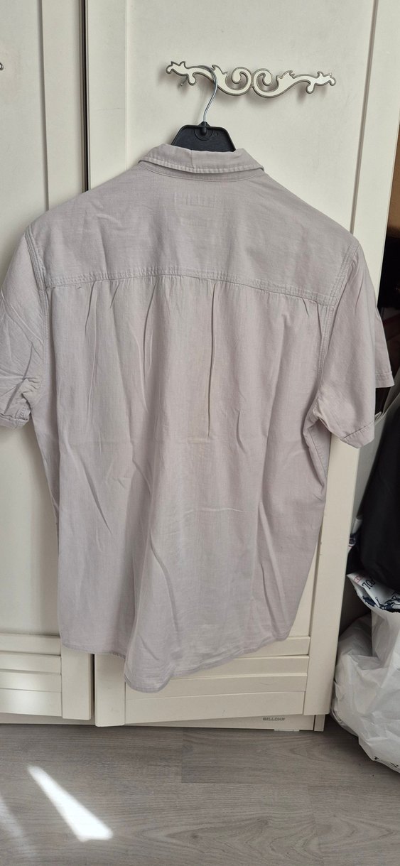 Bej Kısa Kollu Erkek Keten Gömlek - Görsel 3