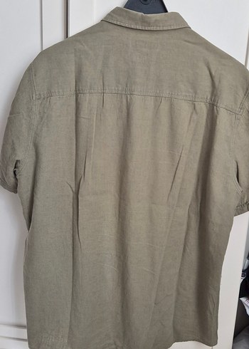 Bej Keten Kısa Kollu Düğmeli Erkek Gömlek - Görsel 3