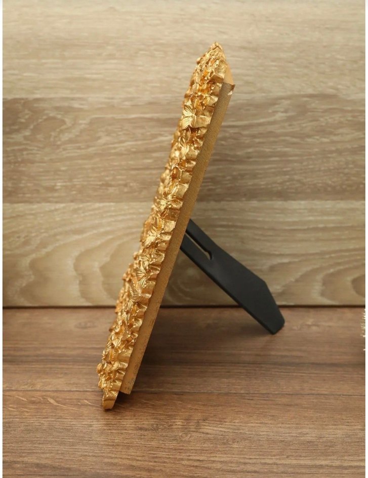 Parlak Altın Çiçek Desenli Fotoğraf Çerçevesi - Görsel 4