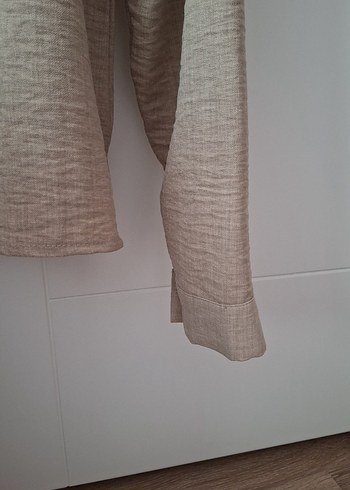 Nakış Detaylı Bej Keten Kadın Gömlek etek takım - Görsel 6