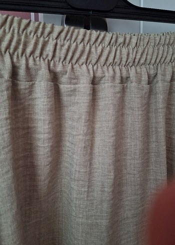 Nakış Detaylı Bej Keten Kadın Gömlek etek takım - Görsel 10