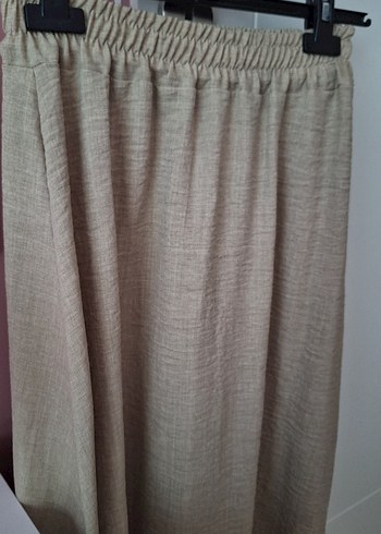 Nakış Detaylı Bej Keten Kadın Gömlek etek takım - Görsel 11