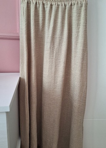 Nakış Detaylı Bej Keten Kadın Gömlek etek takım - Görsel 2