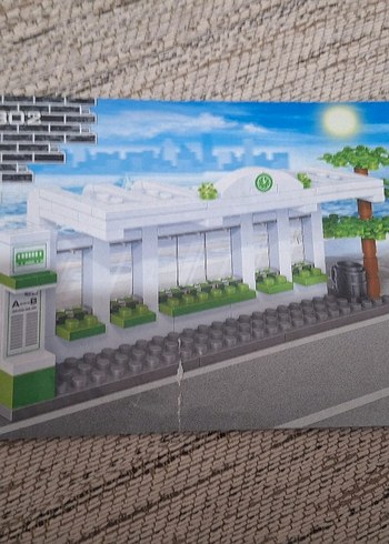 Yeşil Renkli Oyuncak Otobüs ve durak seti - Görsel 2