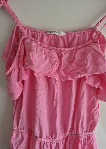H&M Kız Çocuk Pembe Askılı Fırfırlı Elbise