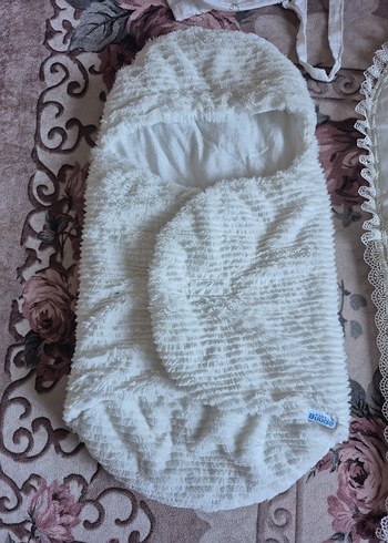 Beyaz Nakışlı Keten Bebek Uyku Seti - Görsel 5