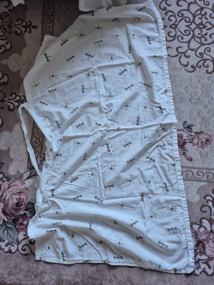 Beyaz Nakışlı Keten Bebek Uyku Seti - Görsel 4