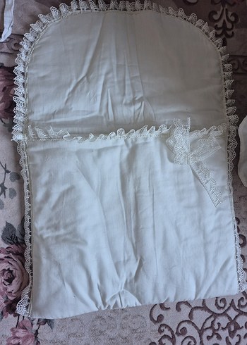 Nakışlı Beyaz Keten Bebek Uyku Seti - Görsel 3